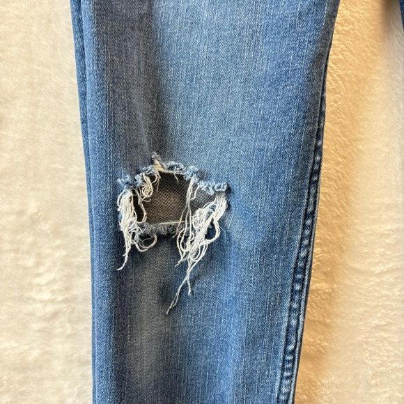 Gap Teen Jeans Girls Sz 16 Blue Sky High Skinny Ankle Distressed Raw Hem Denim - Picture 8 of 13